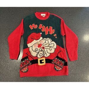 Vintage Casual Corner Hand Knit Santa Sweater Large Grandma Chunky